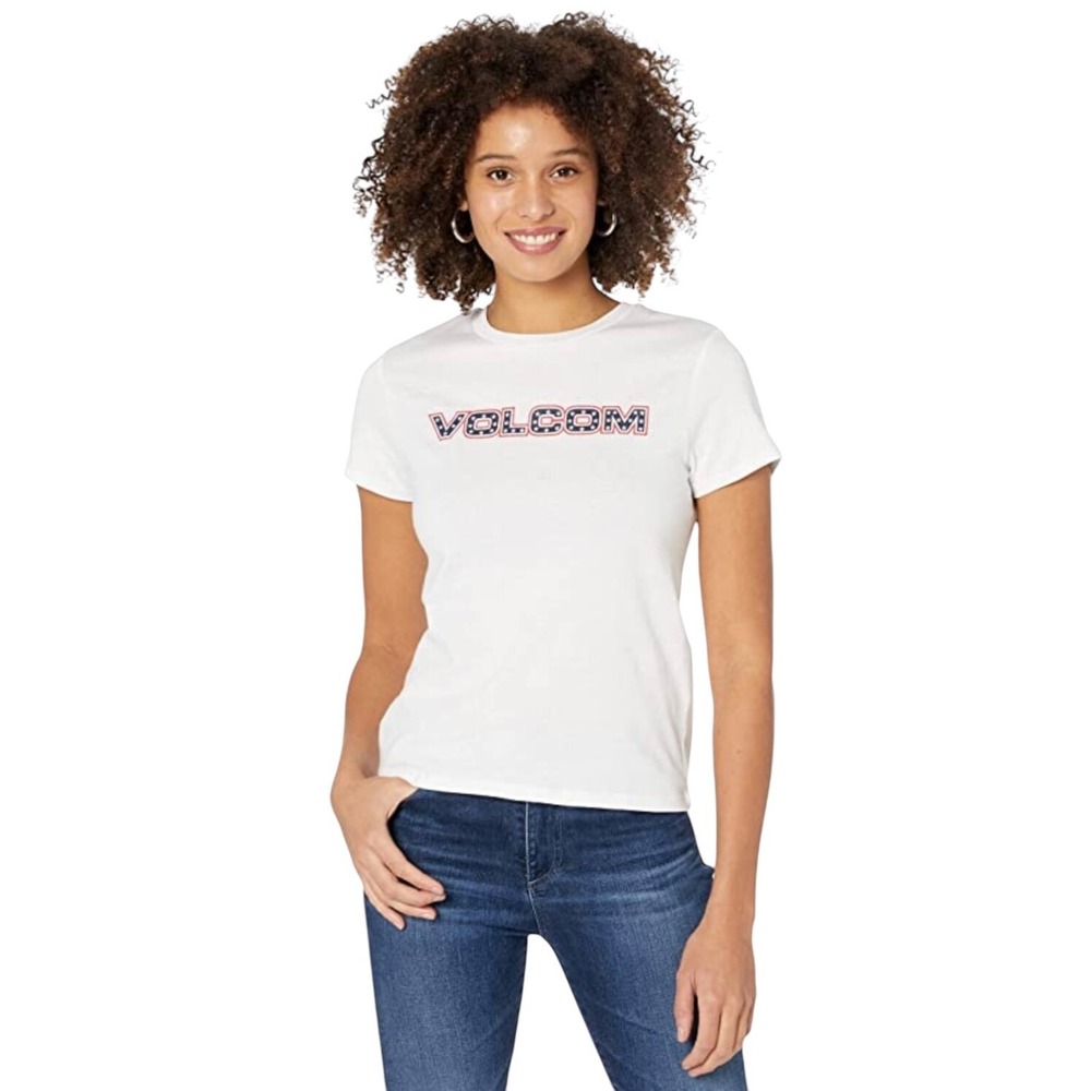 Volcom Size S USST Short Sleeve Tee White US Snowboard Team Logo Graphic T-Shirt
